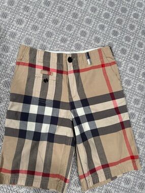 Burberry Beige and Black Plaid Cotton Shorts